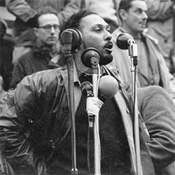 Stuart Hall Speaking at a Campaign for Nuclear Disarmament (CND) Demonstration, Trafalgar Square, 1958. Photographer Unknown.