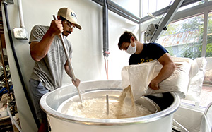 Adding grains to the kettle