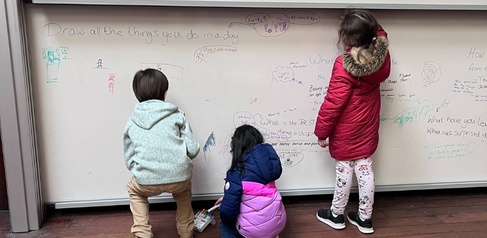 Children take part in a workshop as part of the Cambridge Festival’s Family Weekend