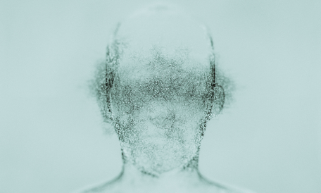 Futuristic glowing AI head