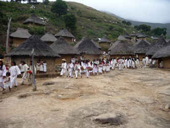 Ceremonial procession in a Kogi village to renew the life-giving forces of nature (Falk Parra Witte, 2014) 