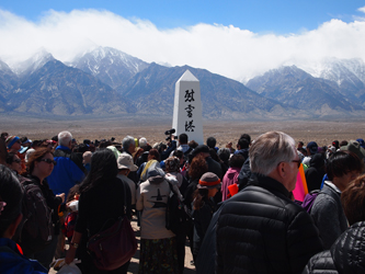 Pilgrims congregate at the former Manzanar concentration camp (Michael Vine, 2016)