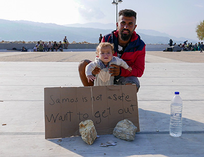 Migrant child in Greece
